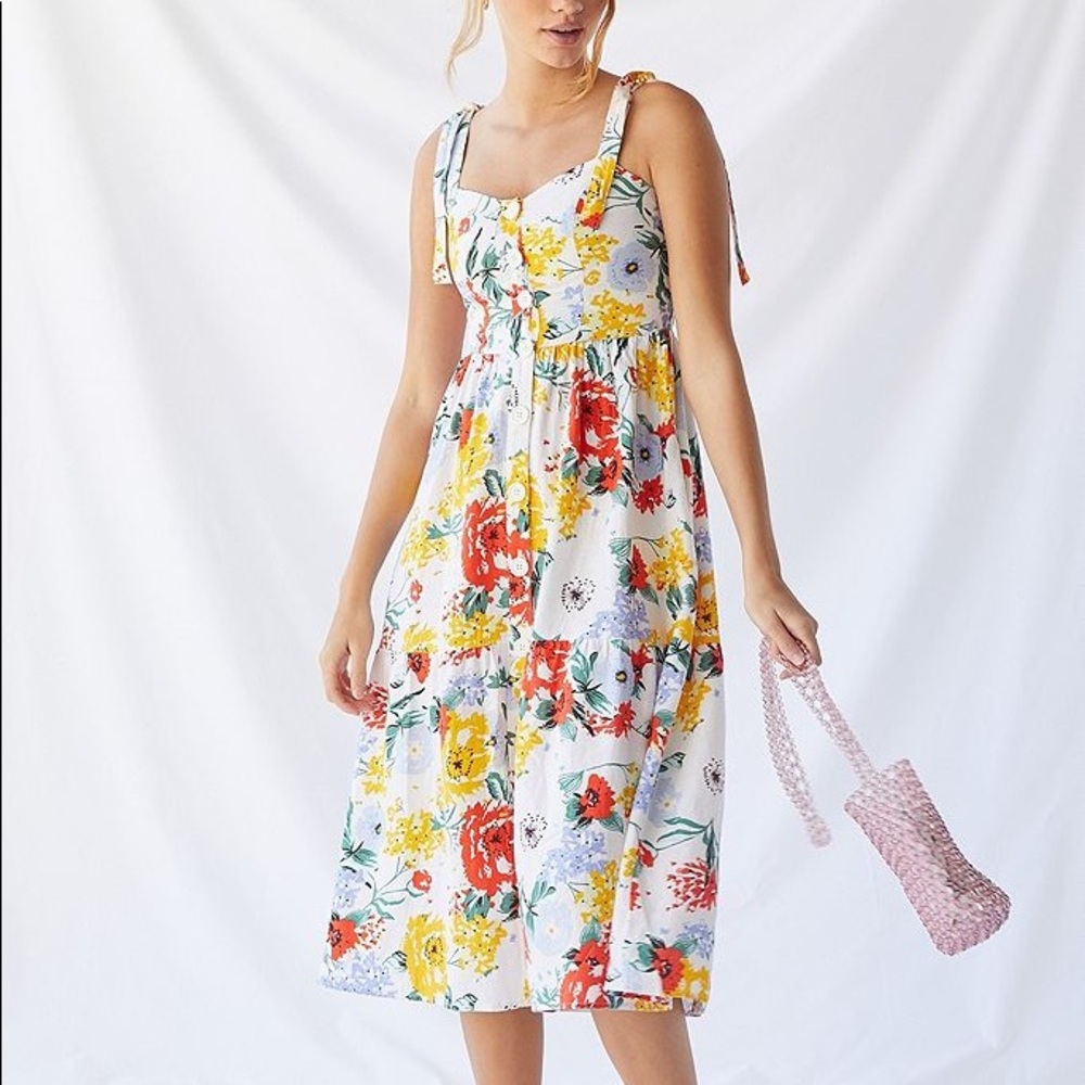 Urban Outfitters Button Up Linen Midi Dress